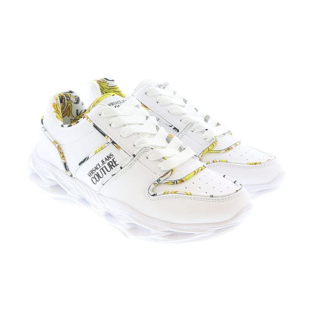 Versace Jeans Couture Low Top Signature Baroque Trim White Sneakers-